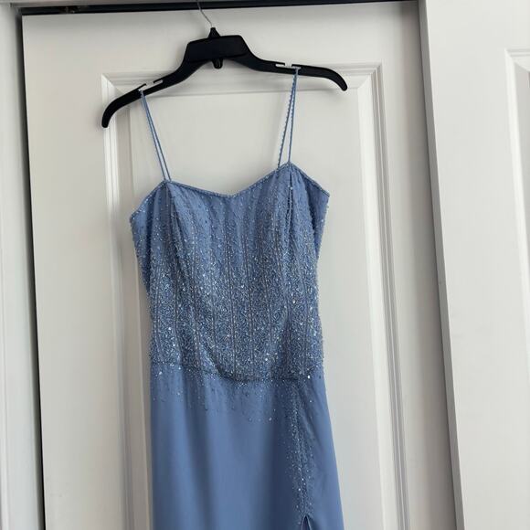 EUC Vintage Showtime Collection Beaded Prom Formal Dress Sz 8 Blue - Picture 3 of 16